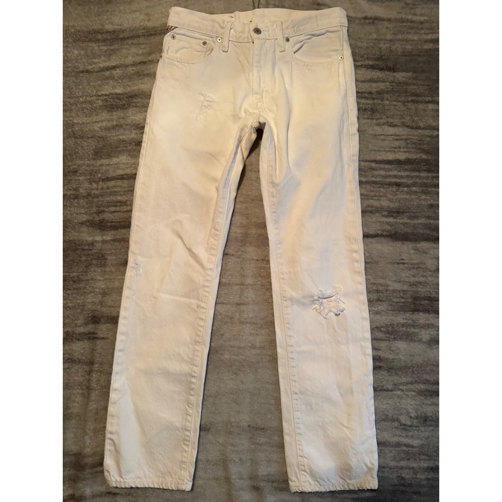 Denim & Supply Ralph Lauren Men White Distressed Straight Fit Jean 29x32 MJ41S74